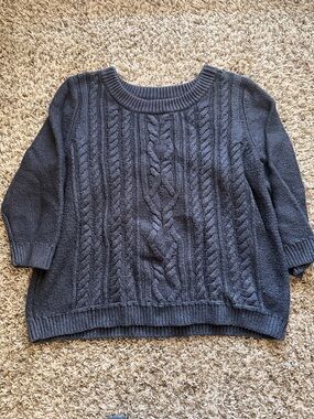 Old Navy Women's Cable Knit Scoop Neck Sweater in Charcoal Gray